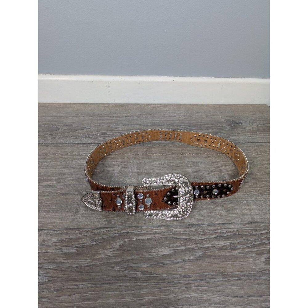 Wholesale By Atlas Leather Western Cowgirl Belt Brown Rhinestone Cow hair Sz S
